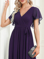 LEORA™ | Abito da Damigella in Chiffon con Scollo a V