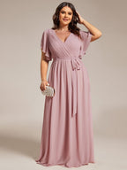 LEORA™ | Abito da Damigella in Chiffon con Scollo a V