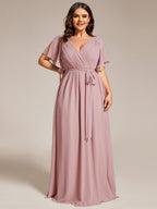 LEORA™ | Abito da Damigella in Chiffon con Scollo a V