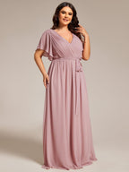 LEORA™ | Abito da Damigella in Chiffon con Scollo a V