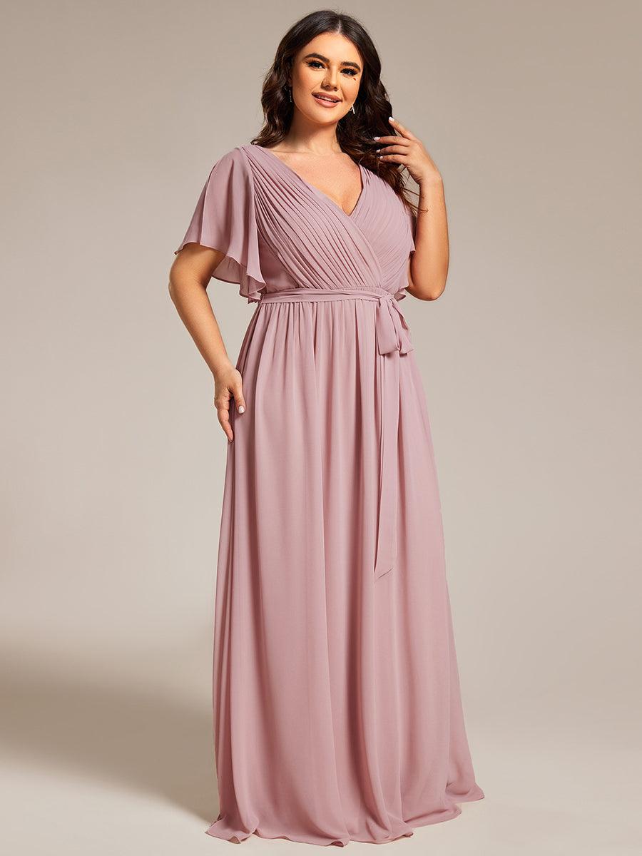 LEORA™ | Vestido de Dama de Honor de Gasa con Escote en V