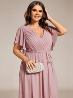 LEORA™ | Abito da Damigella in Chiffon con Scollo a V