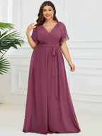LEORA™ | Abito da Damigella in Chiffon con Scollo a V