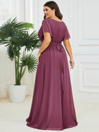 LEORA™ | Abito da Damigella in Chiffon con Scollo a V