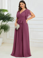 LEORA™ | Abito da Damigella in Chiffon con Scollo a V