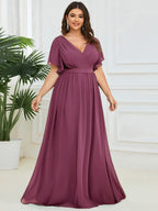 LEORA™ | Abito da Damigella in Chiffon con Scollo a V