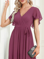 LEORA™ | Abito da Damigella in Chiffon con Scollo a V