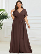 LEORA™ | Abito da Damigella in Chiffon con Scollo a V