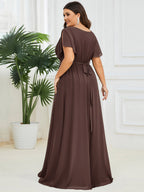 LEORA™ | Abito da Damigella in Chiffon con Scollo a V