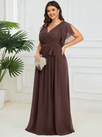 LEORA™ | Abito da Damigella in Chiffon con Scollo a V
