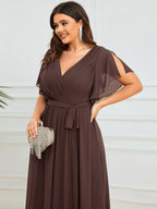 LEORA™ | Abito da Damigella in Chiffon con Scollo a V