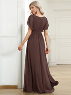 LEORA™ | Abito da Damigella in Chiffon con Scollo a V