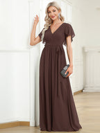 LEORA™ | Abito da Damigella in Chiffon con Scollo a V