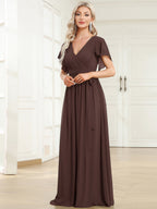 LEORA™ | Abito da Damigella in Chiffon con Scollo a V