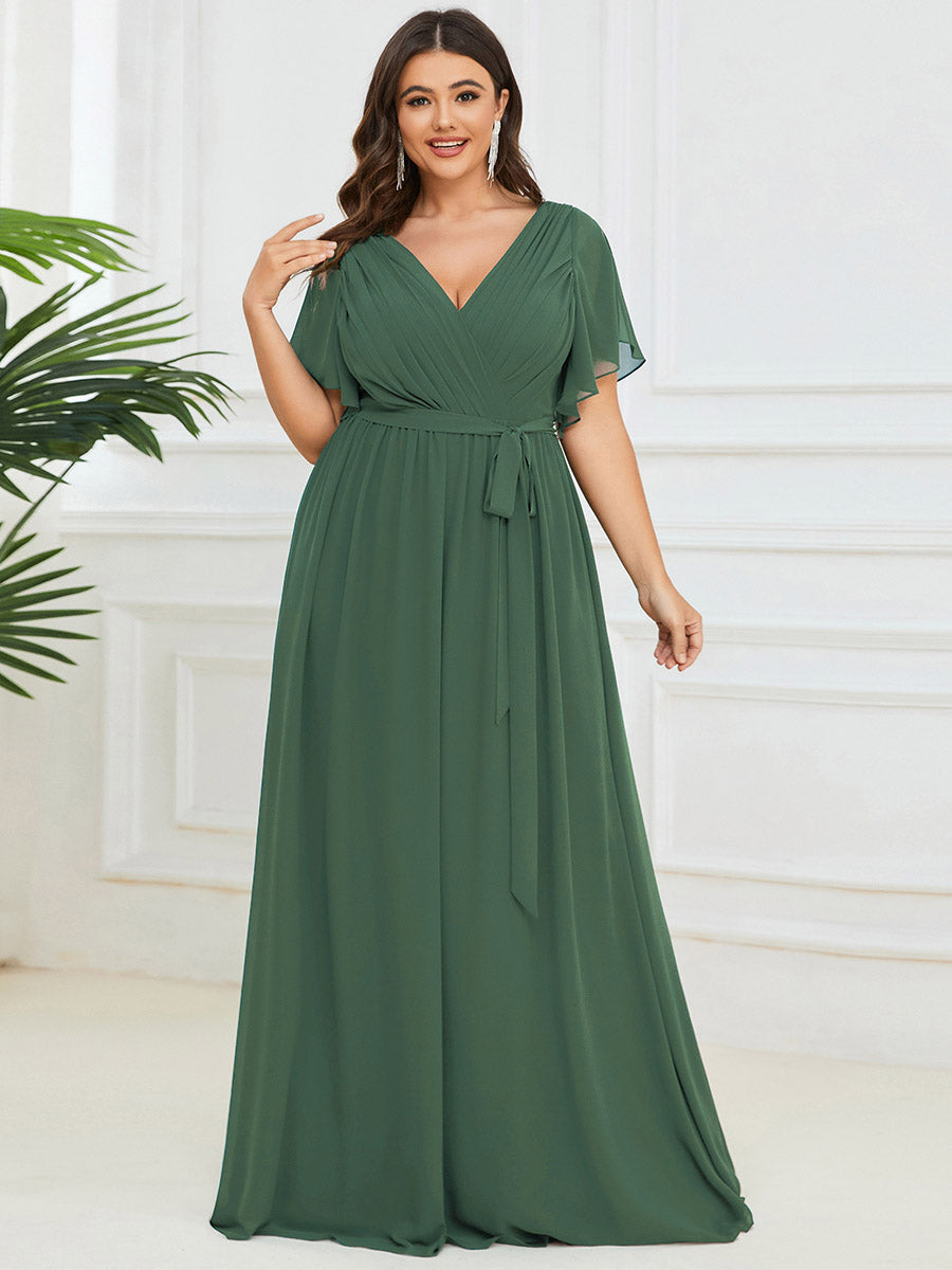 LEORA™ | Vestido de Dama de Honor de Gasa con Escote en V