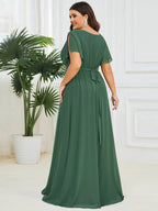 LEORA™ | Abito da Damigella in Chiffon con Scollo a V