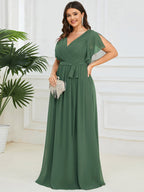 LEORA™ | Abito da Damigella in Chiffon con Scollo a V