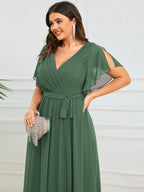 LEORA™ | Abito da Damigella in Chiffon con Scollo a V