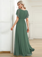 LEORA™ | Abito da Damigella in Chiffon con Scollo a V