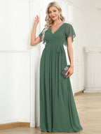 LEORA™ | Abito da Damigella in Chiffon con Scollo a V