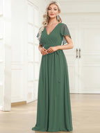 LEORA™ | Abito da Damigella in Chiffon con Scollo a V