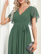 LEORA™ | Abito da Damigella in Chiffon con Scollo a V