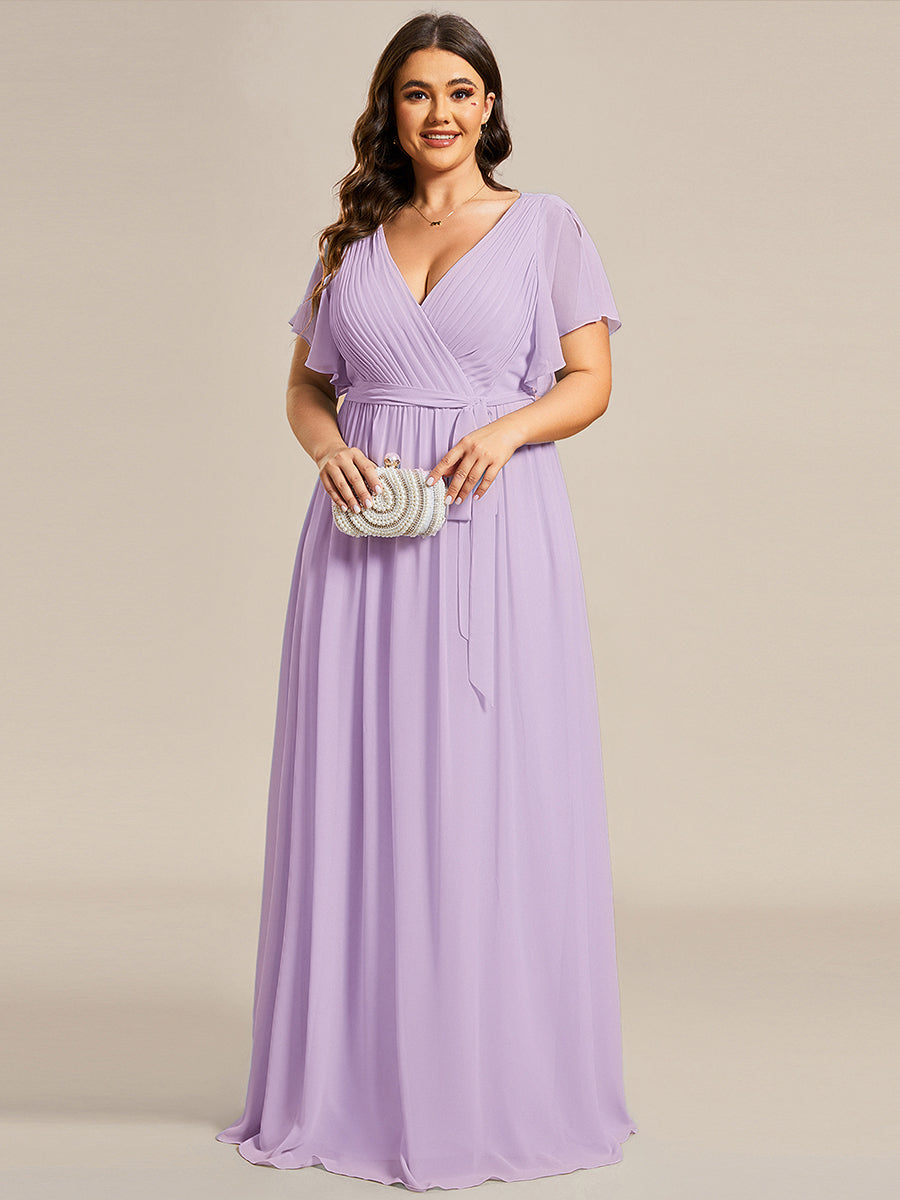 LEORA™ | Vestido de Dama de Honor de Gasa con Escote en V