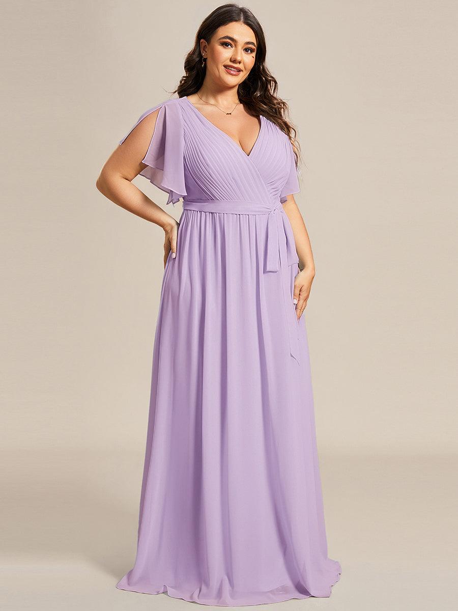 LEORA™ | Vestido de Dama de Honor de Gasa con Escote en V