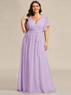 LEORA™ | Abito da Damigella in Chiffon con Scollo a V