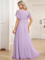 LEORA™ | Abito da Damigella in Chiffon con Scollo a V