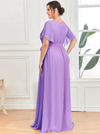 LEORA™ | Abito da Damigella in Chiffon con Scollo a V