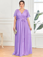 LEORA™ | Abito da Damigella in Chiffon con Scollo a V