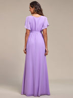 LEORA™ | Abito da Damigella in Chiffon con Scollo a V