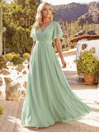 LEORA™ | Abito da Damigella in Chiffon con Scollo a V