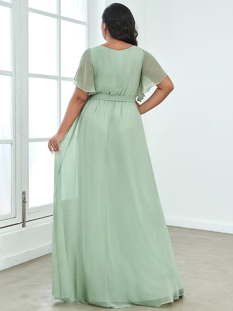 LEORA™ | Vestido de Dama de Honor de Gasa con Escote en V