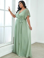 LEORA™ | Abito da Damigella in Chiffon con Scollo a V