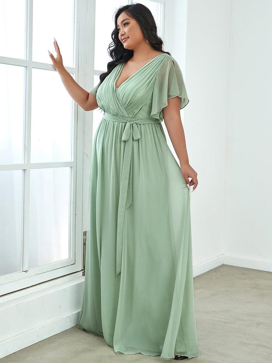 LEORA™ | Vestido de Dama de Honor de Gasa con Escote en V