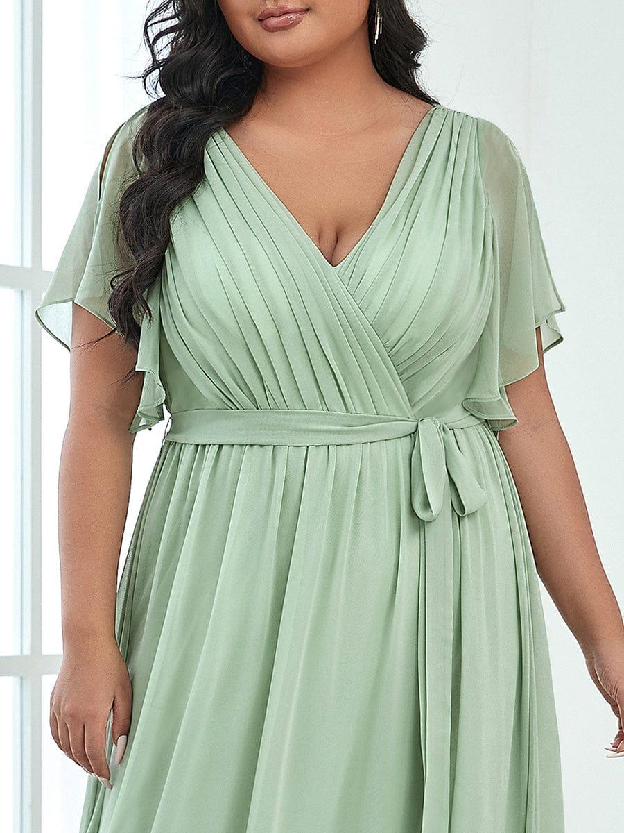 LEORA™ | Vestido de Dama de Honor de Gasa con Escote en V