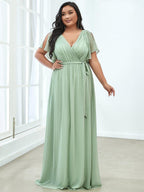 LEORA™ | Abito da Damigella in Chiffon con Scollo a V