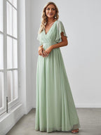LEORA™ | Abito da Damigella in Chiffon con Scollo a V