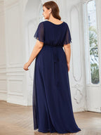 LEORA™ | Abito da Damigella in Chiffon con Scollo a V