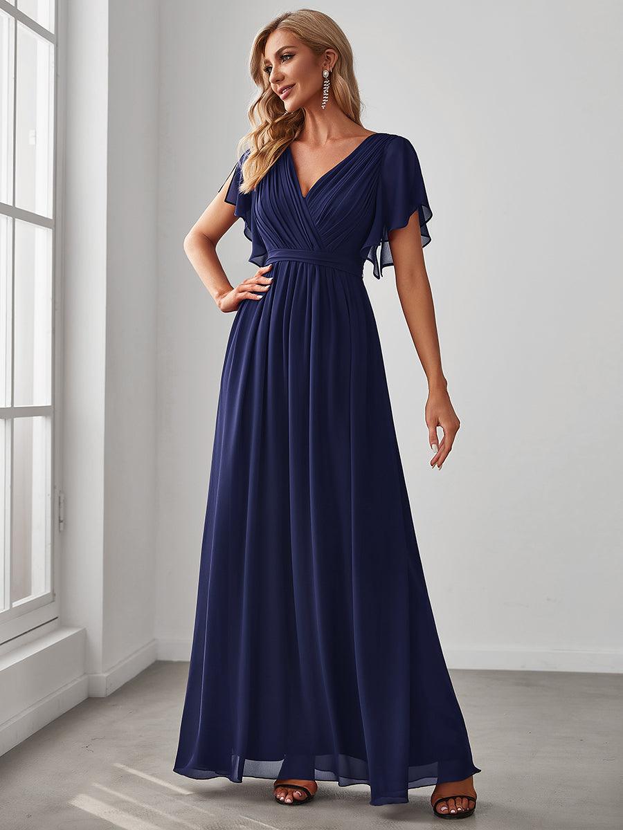LEORA™ | Vestido de Dama de Honor de Gasa con Escote en V
