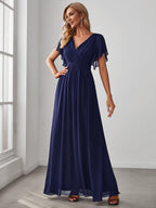LEORA™ | Abito da Damigella in Chiffon con Scollo a V
