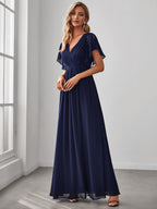 LEORA™ | Abito da Damigella in Chiffon con Scollo a V
