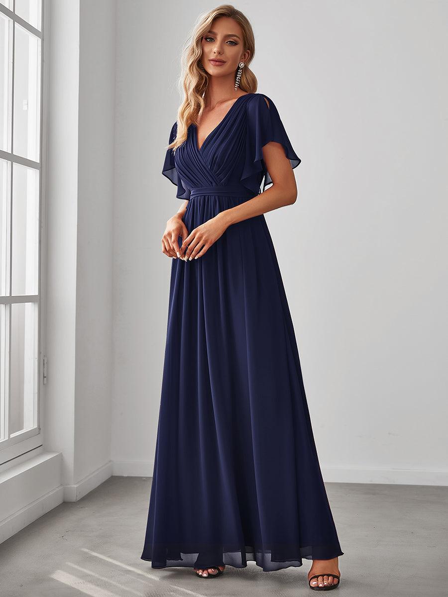 LEORA™ | Vestido de Dama de Honor de Gasa con Escote en V
