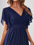 LEORA™ | Abito da Damigella in Chiffon con Scollo a V