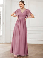 LEORA™ | Abito da Damigella in Chiffon con Scollo a V