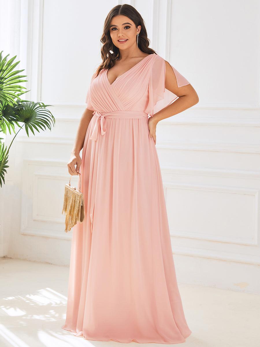 LEORA™ | Vestido de Dama de Honor de Gasa con Escote en V