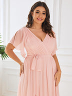 LEORA™ | Abito da Damigella in Chiffon con Scollo a V