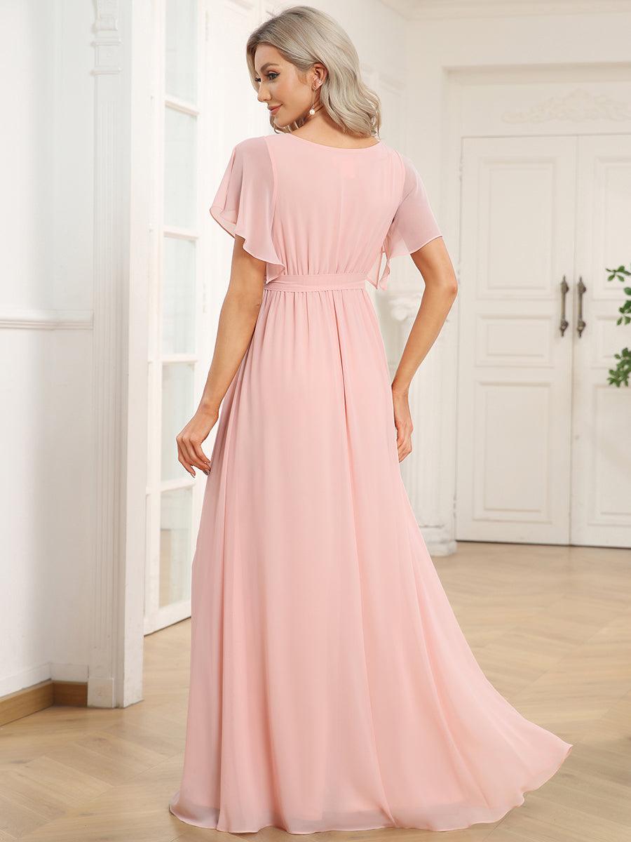 LEORA™ | Vestido de Dama de Honor de Gasa con Escote en V